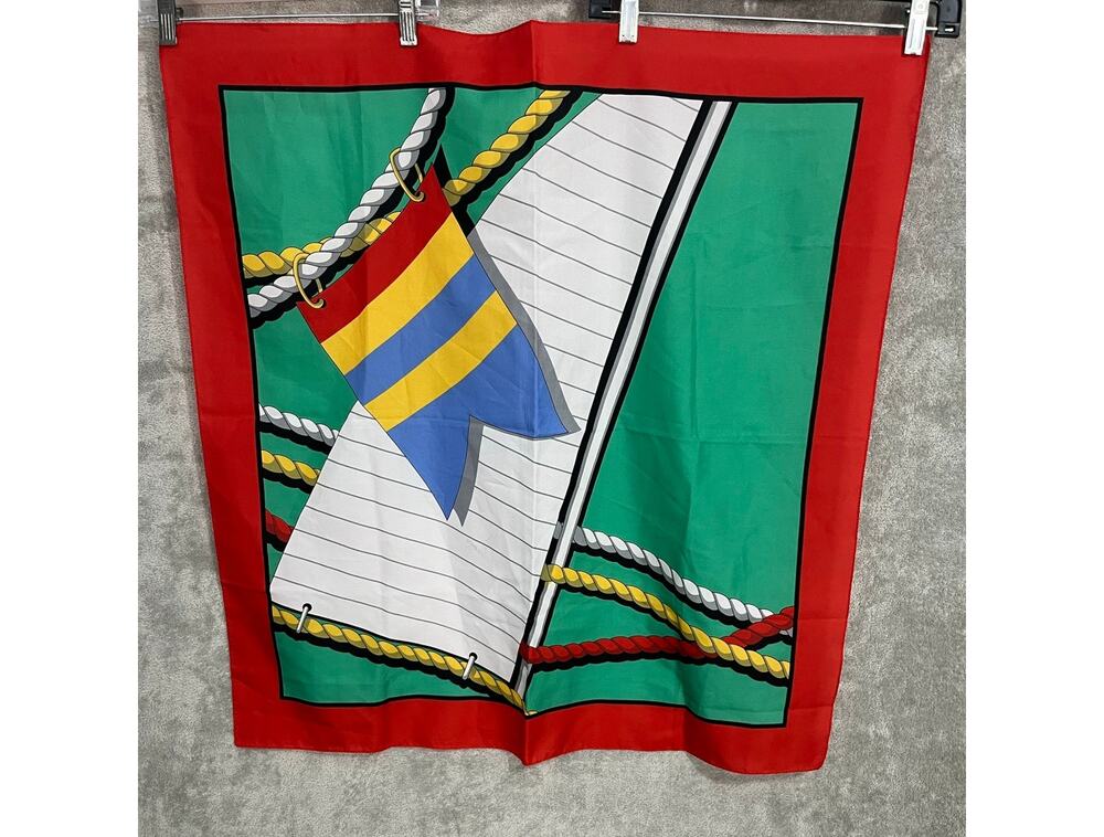 VTG Nautical Sailboat Scarf Sailing Yacht Flag Polyester Coastal Beach Summer
